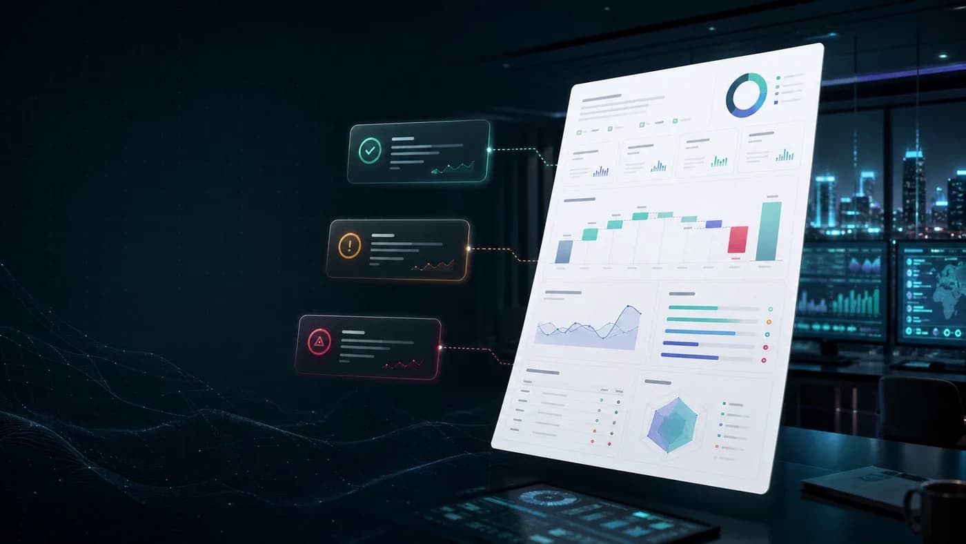 Ilustração do parecer de controladoria da Intelicondos, com sinais de conformidade e caixa monitorado
